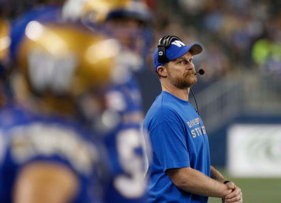 Winnipeg Blue Bombers head coach Mike O'Shea could have saved everyone grief by not putting quarterback Matt Nichols back into a game they were losing with only five mintues left in the fourth quarter. (John Woods / The Canadian Press Files)