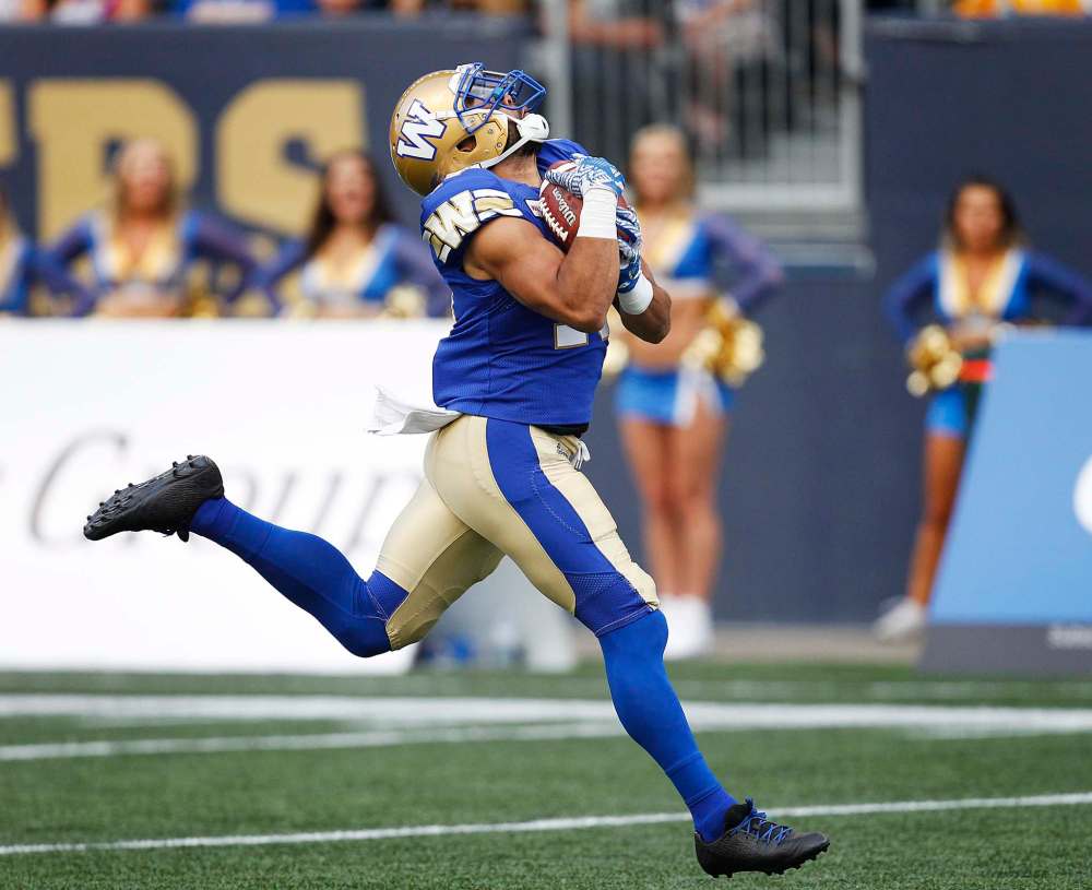 Nic Demski is poised to establish a career high for receiving yards while already putting up a career-best 126 rushing yards in 18 carries. (Phil Hossack / Winnipeg Free Press Files)