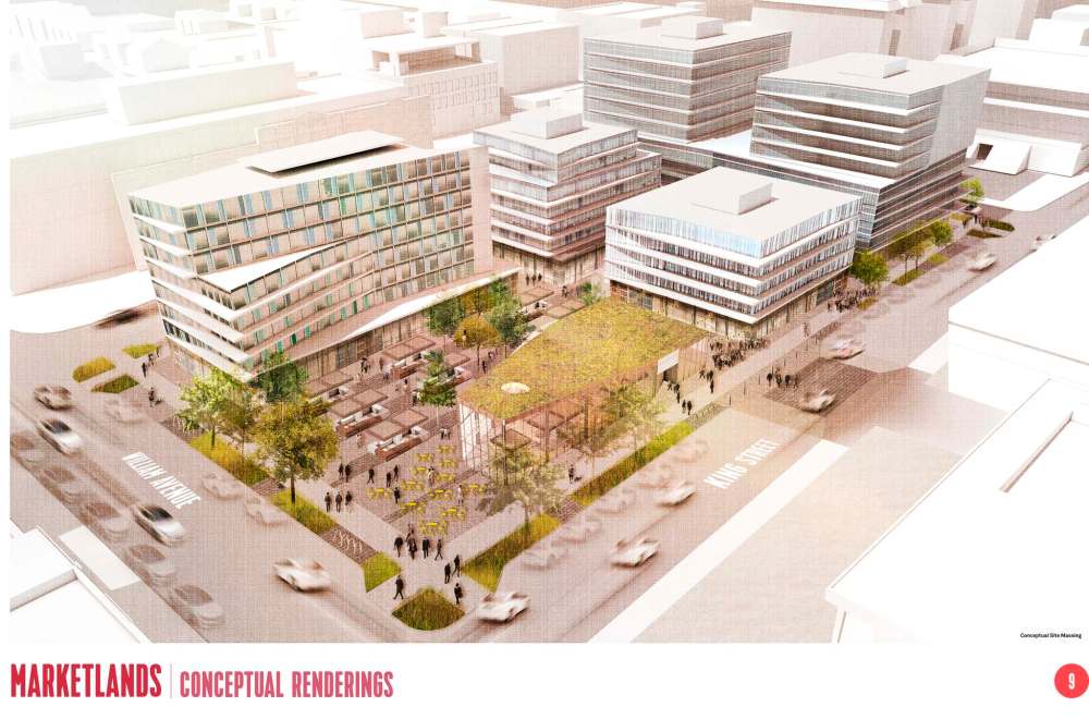 A conceptual look at what the 2.4-acre Market Lands site could become. (Supplied)