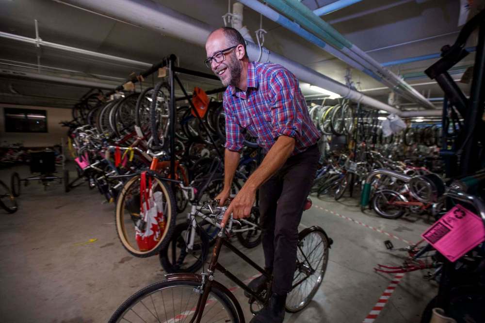 MIKE DEAL / WINNIPEG FREE PRESS
Pat Krawec, Co-Executive Director at The WRENCH, is asking everyone to bring unwanted bicycles to 4R Winnipeg Depots this weekend instead of leaving them at the curb.
