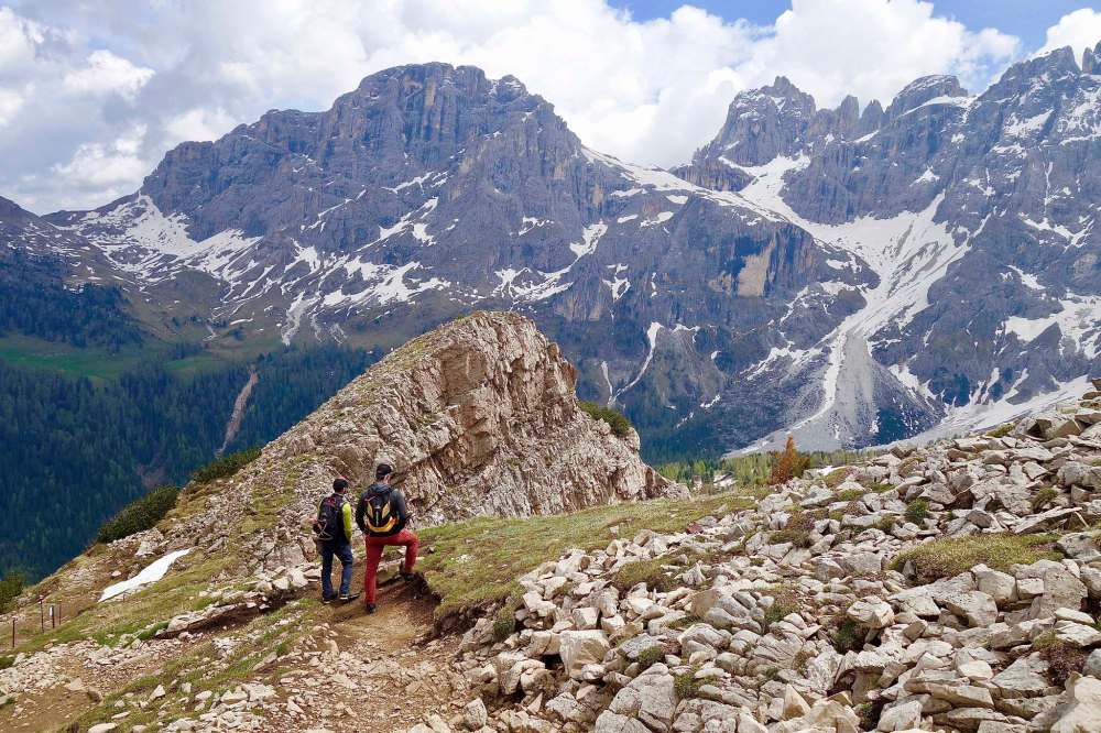 Rachel Walker / for the washington post
Mountain guide Sandro de Zolt (left) takes visitors on adventures of all types, including multi-pitch climbs, ski mountaineering and hiking. Here, he descends Monte Castellazzo with a client.