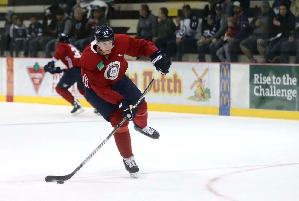 TREVOR HAGAN / WINNIPEG FREE PRESSWinnipeg Jets' Tyler Myers (57) during practice at Iceplex, Sunday, September 16, 2018.