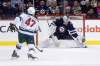 THE CANADIAN PRESS/Trevor Hagan
Winnipeg Jets goaltender Laurent Brossoit stops a shot by the Minnesota Wild's Louie Belpedio during second period preseason NHL hockey in Winnipeg, Monday. Brossoit made 39 saves in the Jets 2-1 victory.