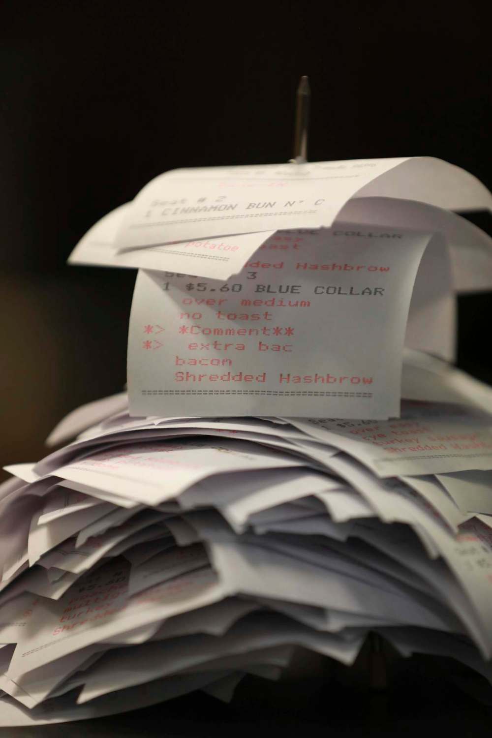 Stack of orders fulfilled.