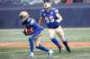 PHOTOS BY JOHN WOODS / THE CANADIAN PRESS
The Bombers’ Anthony Gaitor (left) makes an interception and runs it in for the touchdown against the Roughriders during Saturday’s victory.