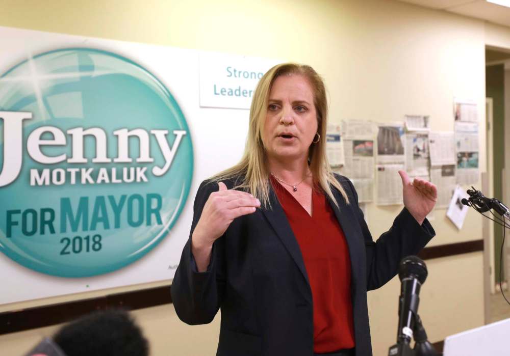 RUTH BONNEVILLE / WINNIPEG FREE PRESS
Mayoral candidate Jenny Motkaluk has vowed to freeze sewer and water rates if elected.
