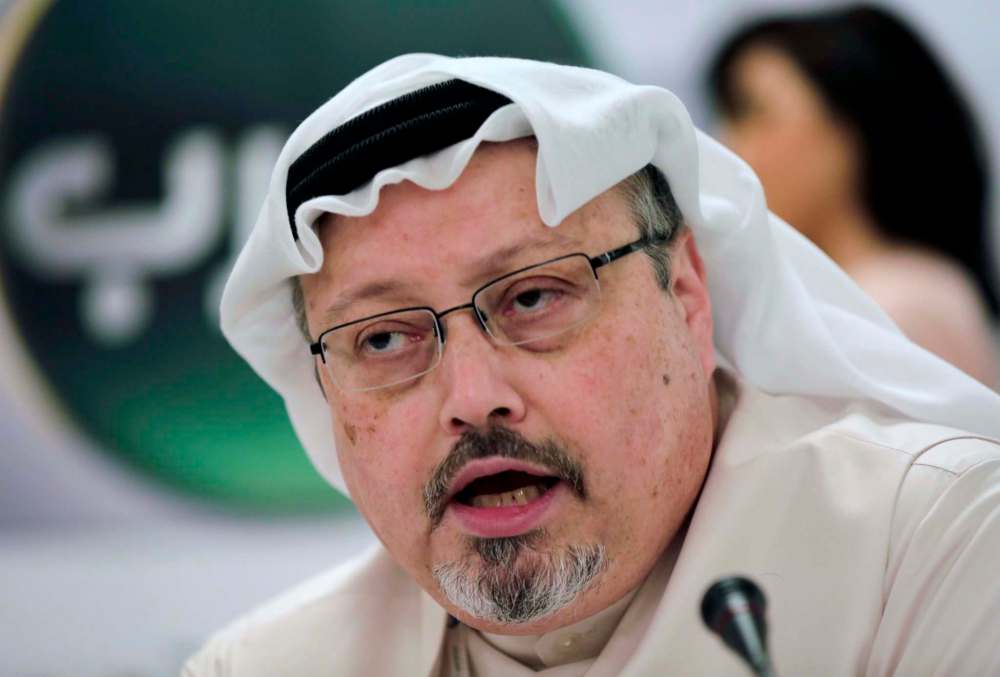 Hasan Jamali / The Associated Press Files
Saudi journalist Jamal Khashoggi speaks during a 2015 press conference in Manama, Bahrain.