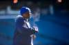 MIKAELA MACKENZIE / WINNIPEG FREE PRESS
Bombers defensive coordinator Richie Hall makes some steam at Bombers practice at Investors Group Field Tuesday.