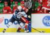 Winnipeg Jets centre Andrew Copp checks Detroit Red Wings centre Darren Helm into the boards during Friday’s game in Detroit. The fourth-year Winnipeg Jets forward will, in all likelihood, be the fourth-line middle man Thursday night between wingers Jack Roslovic and Brendan Lemieux. (Duane Burleson / The Associated Press files)