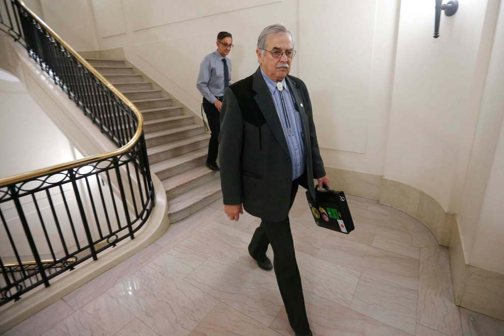 MLA Cliff Graydon left the legislature without talking to reporters. (John Woods / Winnipeg Free Press)