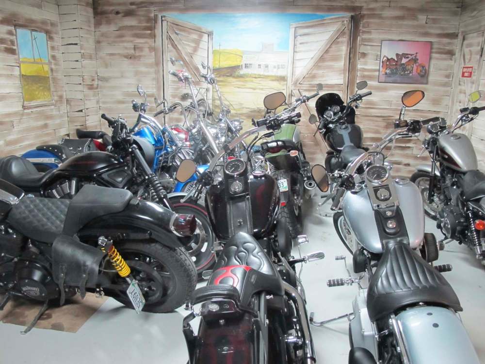 There’s enough room to store about a dozen motorcycles for the winter in the showroom at Prairie Iron Motorworks, a motorcycle repair shop on Sargent Avenue.