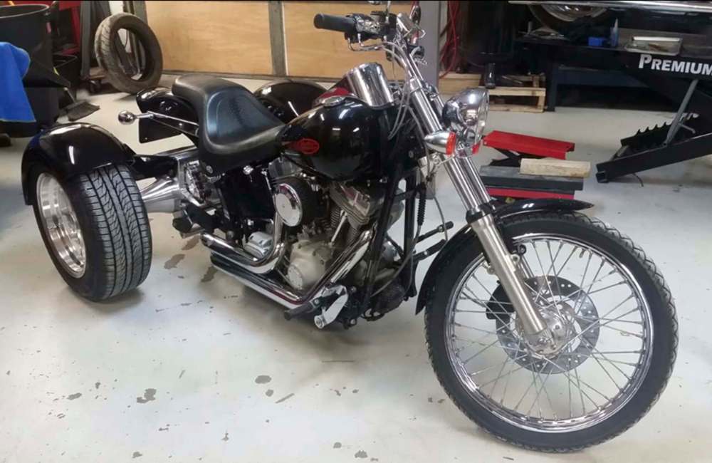 Supplied
Darcy Epp converted a Harley-Davidson Softail into this Frankenstein Trike for a client who could no longer ride a traditional two-wheeler.