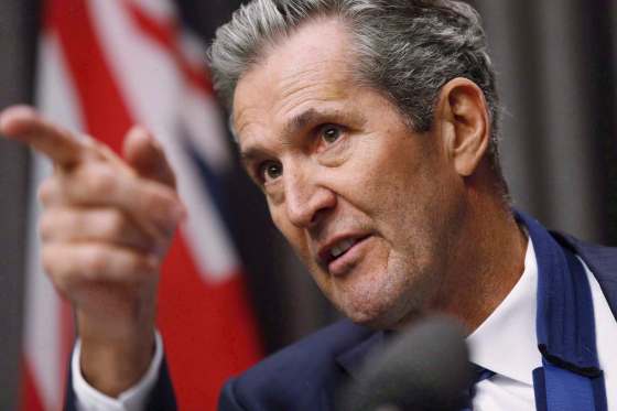 THE CANADIAN PRESS/John WoodsManitoba Premier Brian Pallister before the 2017 provincial throne speech at the Manitoba Legislature in Winnipeg. This year's throne speech is expected to focus on issues dealing with domestic violence.