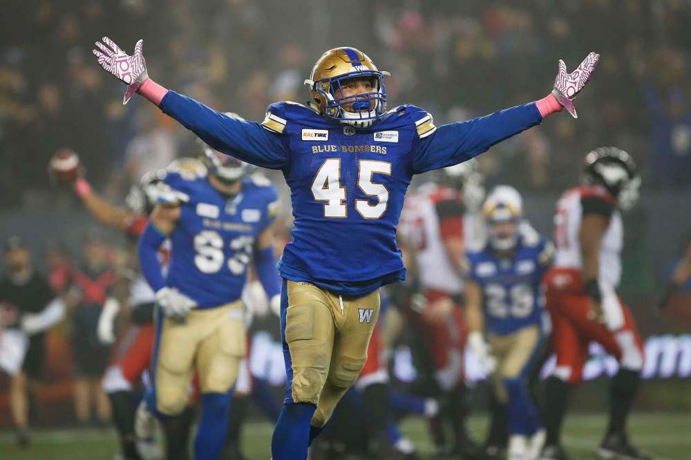 THE CANADIAN PRESS/John Woods
Winnipeg Blue Bombers' Jovan Santos-Knox is one of many free agents that the Bombers will have to re-sign or replace this off-season.
