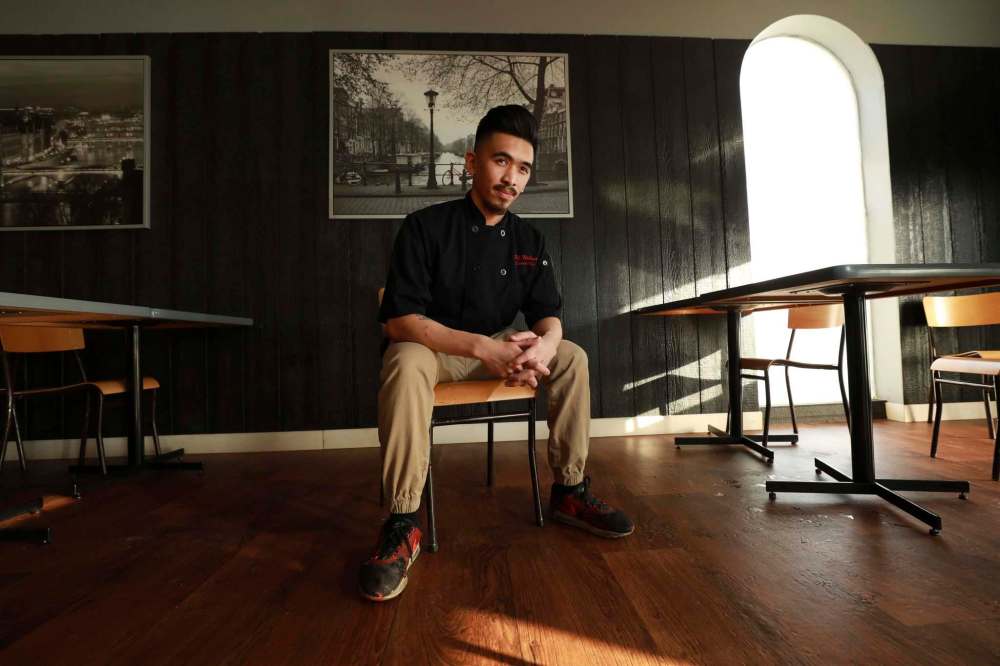 RUTH BONNEVILLE / WINNIPEG FREE PRESS
RJ Urbano at his restaurant, Crème DeL'Essence, on Inkster Boulevard. The chef initially started out selling custom ice cream out of his parents' house.