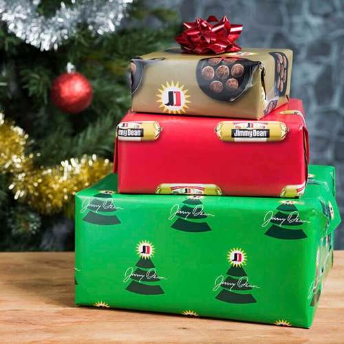 jimmydeangiftexchange.com
Jimmy Dean sausage-scented wrapping paper