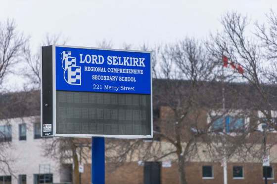 MIKAELA MACKENZIE / WINNIPEG FREE PRESSLord Selkirk Regional Comprehensive Secondary School stands empty after all 15 schools in the Lord Selkirk School Division were closed due to social media threats in Selkirk on Monday.