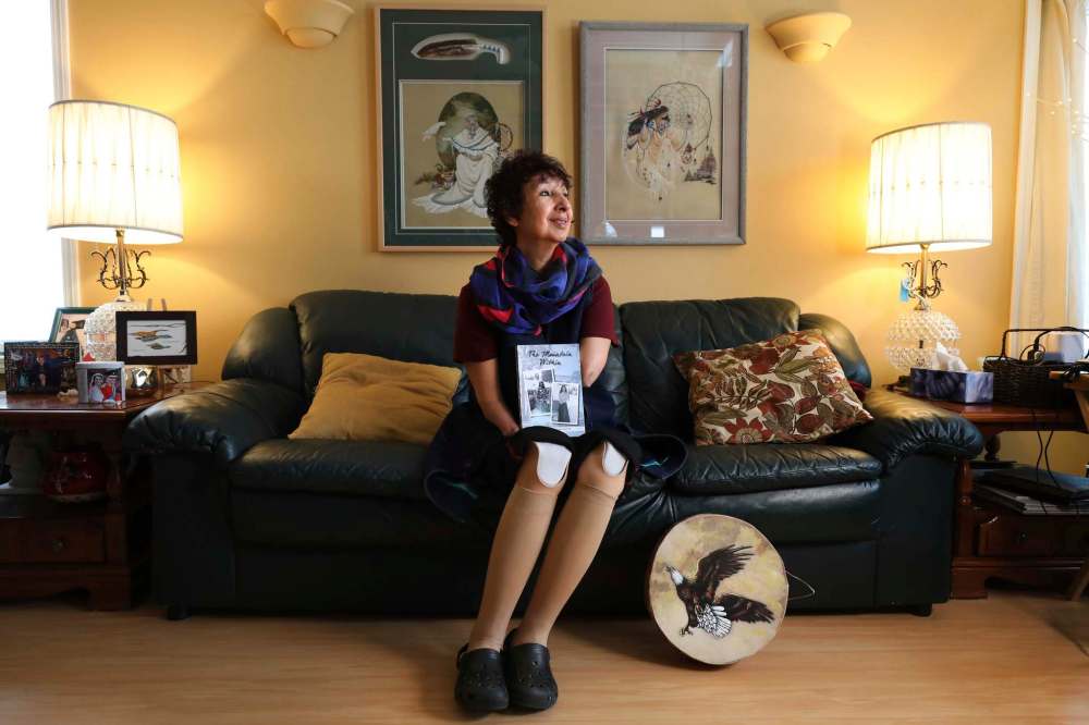 Author Frances Mae Sinclair-Kaspick's self-published memoir, The Mountain Within, tells about her life as a First Nations woman and a congenital, quadrilateral amputee. Her book launch is Friday at McNally Robinson Booksellers. (Ruth Bonneville / Winnipeg Free Press)