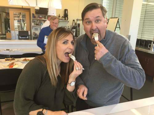 SUPPLIED
Judges Shelley and Barclay Uruski taste one of 16 turkey dishes at Red River College&rsquo;s Iron Chef Turkey competition Thursday.