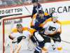JOHN WOODS / WINNIPEG FREE PRESS
Winnipeg Jets' Brendan Lemieux (48) tries to get open in front of Philadelphia Flyers goaltender Michal Neuvirth (30) as Robert Hagg (8) defends during second period NHL action in Winnipeg on Sunday.