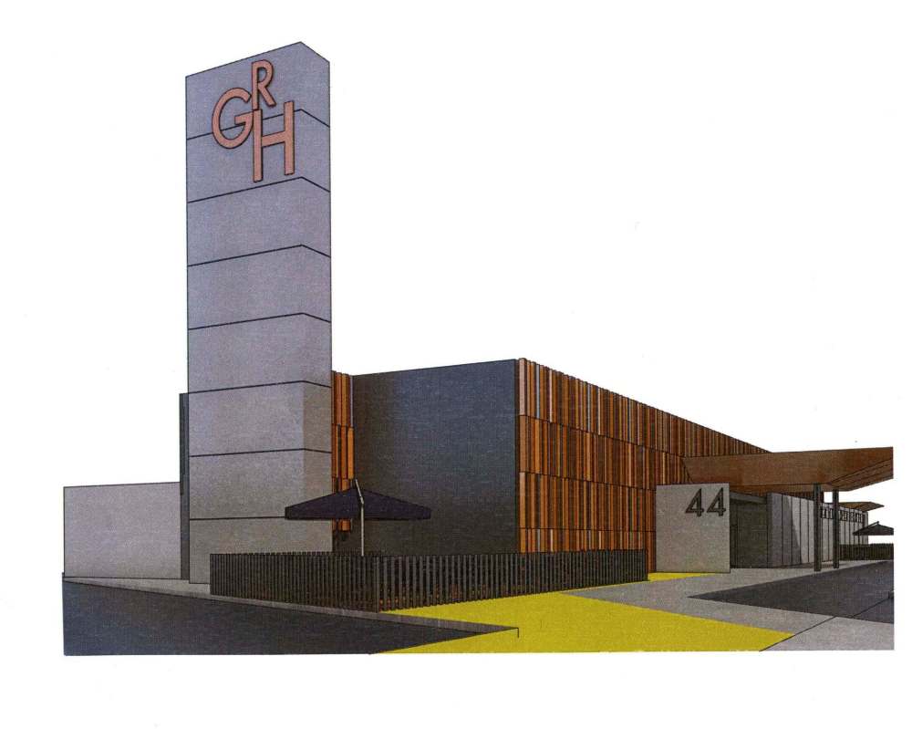 SUPPLIED
Preliminary renovation concepts show the Grand Royal Legacy Hotel. Its updated exterior will have plenty of windows. Currently, the places where windows used to be are sealed with stucco walls.