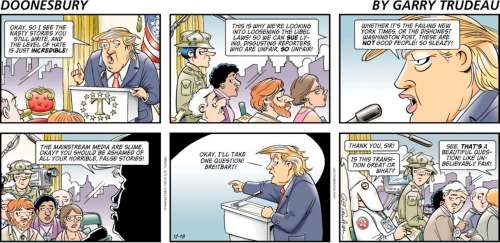 Andrews McMeel Universal
Garry Trudeau&rsquo;s Doonesbury comic strip has been satirizing Donald Trump since the 1980s.