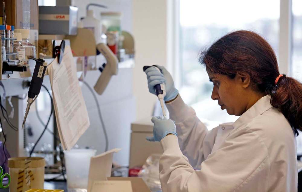 A research technician works in a lab at the Fred Hutchinson Cancer Research Center in Seattle. Author Charles Graeber found expensive immunotherapy drugs bypass cancer’s false checkpoints. (Elaine Thompson / The Associated Press files)
