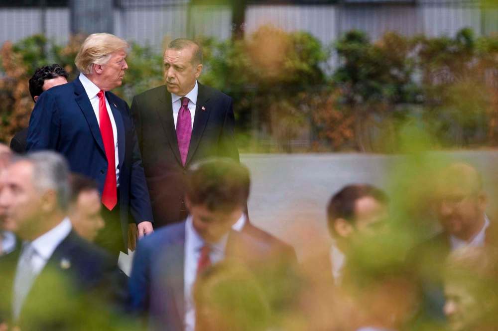 Abaca Press Files
U.S. President Donald Trump and Turkish President Recep Tayyip Erdogan attend a NATO military alliance summit in Brussels on July 11, 2018.