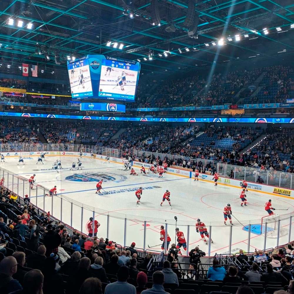 SUPPLIED
Richardson’s view of the ice in Finland where the Jets played the Panthers last November.