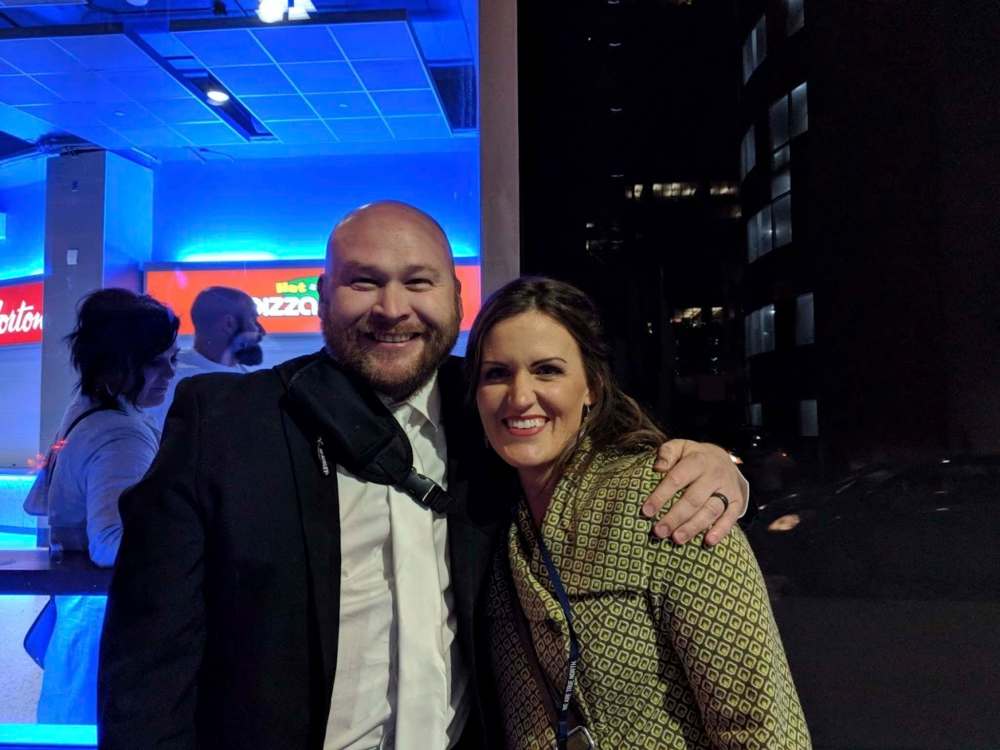 SUPPLIED
Richardson and anthem singer Stacey Nattrass outside Bell MTS Place after the Jets eliminated the Minnesota Wild in their opening playoff round last spring. “We were both taking in all the sights outside. Everyone was deliriously happy after advancing.”