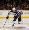 PHIL HOSSACK / WINNIPEG FREE PRESS
Winnipeg Jet Nikolaj Ehlers blasts his way around the ice Wednesday to win the speed event starting off the annual Skills Competition.