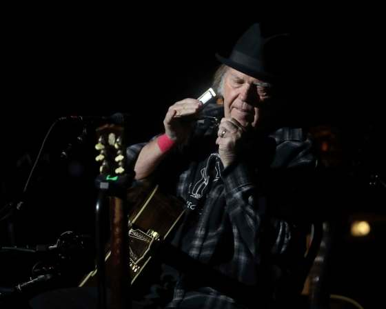 TREVOR HAGAN / WINNIPEG FREE PRESSNeil Young performs at the Burton Cummings Theatre on Sunday along with Crazy Horse. Young and his longtime backup band will perform tonight at the Centennial Concert Hall.