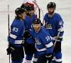 PHIL HOSSACK / WINNIPEG FREE PRESS
Winnipeg Jets Bryan Little, centre, celebrates with team mates Sami Niku, Kyle Connor and Josh Morrissey.