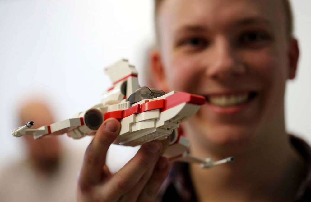 Sean Kohli and his Battlestar Galactica-inspired Lego creation.