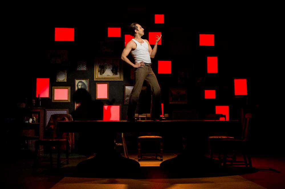 Francesco, played by Farren Timoteo, shows off his Saturday Night Fever-inspired dance moves during Made in Italy. (Dylan Hewlett photo)