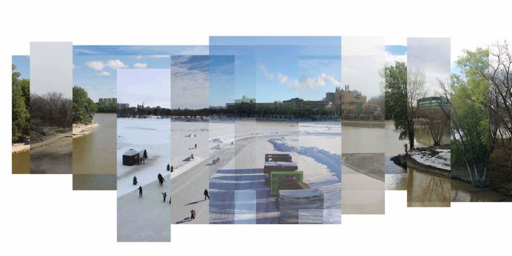 The Assiniboine River through the spring, winter and fall seasons. (Larissa Blumenschein photo)