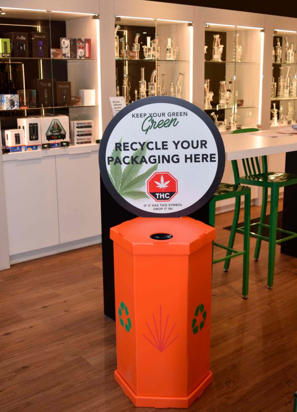 A cannabis container receptacle at a Canna Cabana store in Alberta. (Supplied)