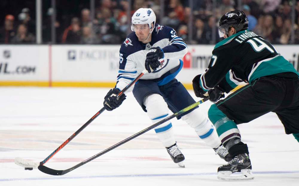 (AP Photo/Kyusung Gong)
Winnipeg Jets centre Mark Scheifele, left, on the team's win against the Anaheim Ducks, Wednesday: