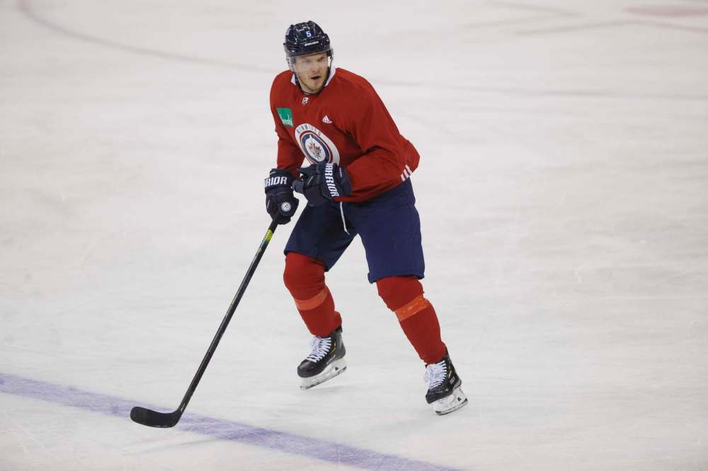 MIKE DEAL / WINNIPEG FREE PRESS
Winnipeg Jets' Dmitry Kulikov during practice at Bell MTS Place Wednesday.