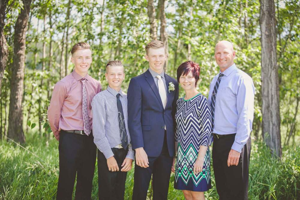 Former Brandon Wheat Kings defenceman Craig Geekie, right, and wife Tobi are shown with sons, left to right, Noah, Conor and Morgan at the latter's graduation two years ago. (Submitted)