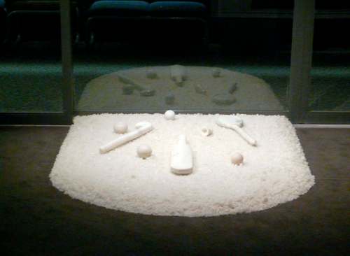 Sarindar Dhaliwal, the cartographer&rsquo;s mistake: untitled, 2012. salt and marble. Courtesy of the Artist