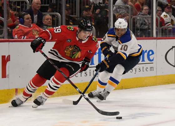 David Banks / The Associated PressChicago D-man Dennis Gilbert and his Blackhawks did the Jets a favour by knocking off Brayden Schenn and the Blues 4-3 in a shootout Wednesday.