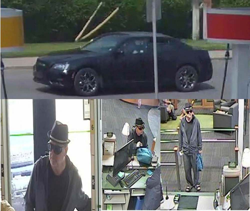 Saskatoon Police released these surveillance images on Aug. 9, 2017 in an effort to identify a suspect in a robbery of a financial institution. Steve Vogelsang pleaded guilty to four robbery charges Thursday in Regina, and was sentenced to five years in prison. (Handout)