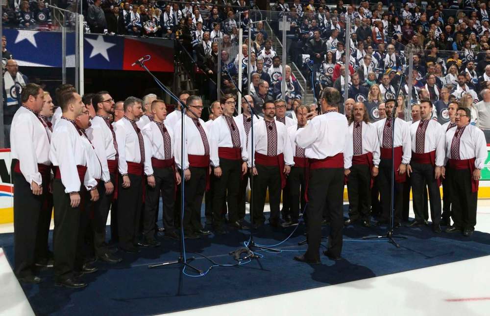 WINNIPEG JETS
Hoosli Ukrainian Male Chorus - singing anthem at Jets game in October 2017.