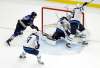 St. Louis Blues' Jaden Schwartz during the first period in Game 6 of an NHL first-round hockey playoff series, Saturday, April 20, 2019, in St. Louis. (Jeff Roberson / The Associated Press)