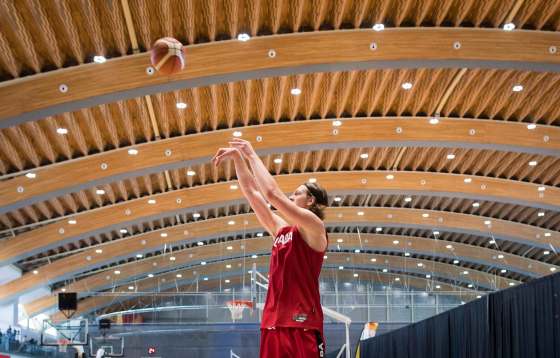Kelly Olynyk of the Miami Heat shoots at the end of practice during the Pacific Rim Basketball Classic in Vancouver last year. (Darryl Dyck/ The Canadian Press files)