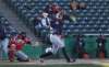 TREVOR HAGAN / WINNIPEG PRESS
Goldeyes third baseman Wes Darvill during at bat while playing against the Fargo Moorhead RedHawks at Shaw Park on Thursday in Winnipeg.