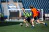 MIKAELA MACKENZIE / WINNIPEG FREE PRESS files
Marco Bustos (left) fights for the ball with Tyler Attardo during a recent Valour FC practice at IG Field.