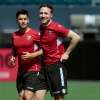 PHIL HOSSACK / WINNIPEG FREE PRESS
Valour FC&rsquo;s Calum Ferguson (right) takes part at the team workout Monday afternoon. He scored the game-winner in Saturday&rsquo;s match.