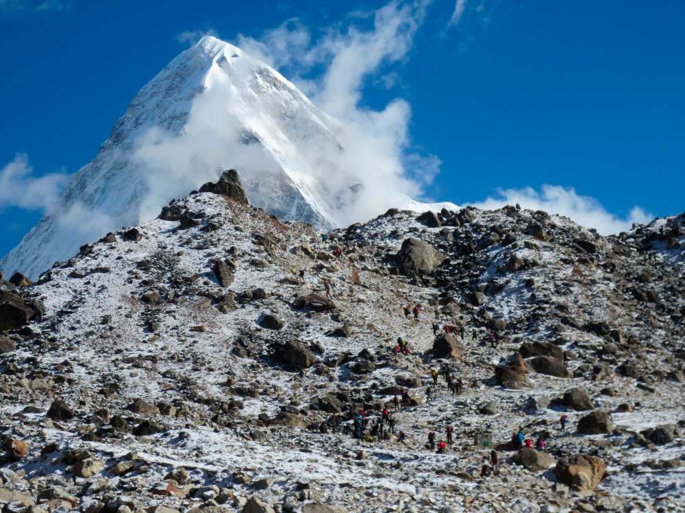 One of the mountains seen on the trek from Lobuche to Gorakshep, Pumori.